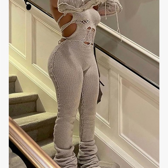 2 Piece Stacked Knit Jumpsuit - Picture 3 of 3